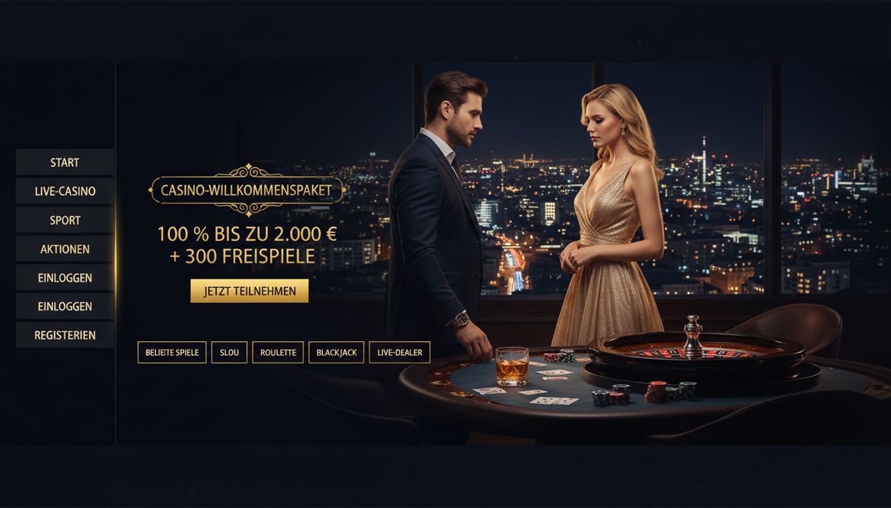 Beispielhafte Casino-Lobby mit Roulettetisch und Spielkategorien zur TowerCasino-Bewertung